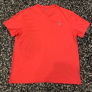 Polo Ralph Lauren Men’s Large Red/salmon V Neck T Shirt